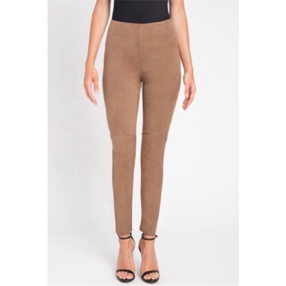 Lysse High Waisted Faux Suede Leggings Latte Brown Tummy Control Size XS